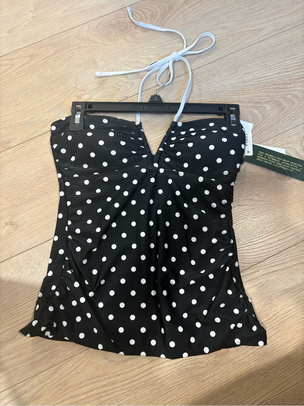 Lauren Ralph Lauren Black & White Polka Dot Halter Swim Top 6